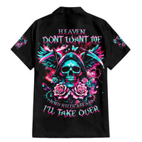 Rose Skull Family Matching Mermaid Dress and Hawaiian Shirt Heaven Don't Want Me And Hell's Afraid I'll Take Over - Wonder Print Shop
