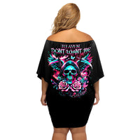 Rose Skull Family Matching Off Shoulder Short Dress and Hawaiian Shirt Heaven Don't Want Me And Hell's Afraid I'll Take Over - Wonder Print Shop