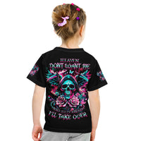 Rose Skull Kid T Shirt Heaven Don't Want Me And Hell's Afraid I'll Take Over - Wonder Print Shop