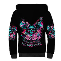 Rose Skull Sherpa Hoodie Heaven Don't Want Me And Hell's Afraid I'll Take Over - Wonder Print Shop