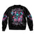 Rose Skull Sleeve Zip Bomber Jacket Heaven Don't Want Me And Hell's Afraid I'll Take Over - Wonder Print Shop