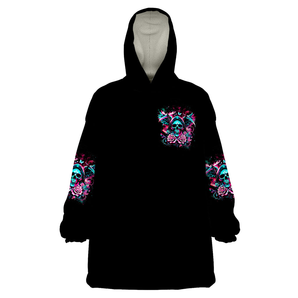 Rose Skull Wearable Blanket Hoodie Heaven Don't Want Me And Hell's Afraid I'll Take Over - Wonder Print Shop