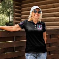 Rose Skull Women Polo Shirt Heaven Don't Want Me And Hell's Afraid I'll Take Over - Wonder Print Shop