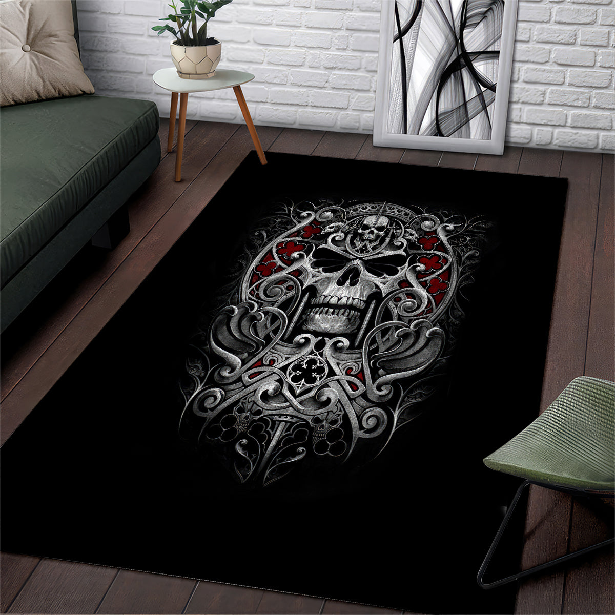 Skull Area Rug Ethereal Reapers Skull-Faced Death Angels - Wonder Print Shop