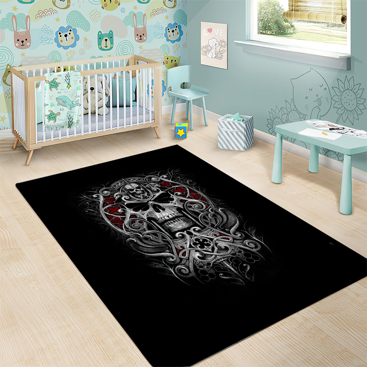 Skull Area Rug Ethereal Reapers Skull-Faced Death Angels - Wonder Print Shop