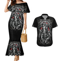Skull Couples Matching Mermaid Dress And Hawaiian Shirt Ethereal Reapers Skull-Faced Death Angels - Wonder Print Shop
