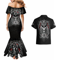 Skull Couples Matching Mermaid Dress And Hawaiian Shirt Ethereal Reapers Skull-Faced Death Angels - Wonder Print Shop