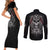 Skull Couples Matching Short Sleeve Bodycon Dress and Long Sleeve Button Shirts Ethereal Reapers Skull-Faced Death Angels - Wonder Print Shop