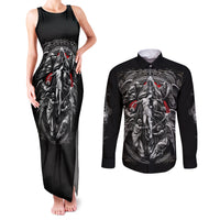 Skull Couples Matching Tank Maxi Dress and Long Sleeve Button Shirts Ethereal Reapers Skull-Faced Death Angels - Wonder Print Shop