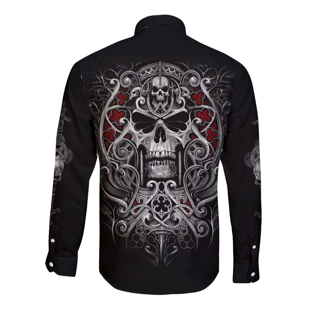 Skull Long Sleeve Button Shirt Ethereal Reapers Skull-Faced Death Angels - Wonder Print Shop