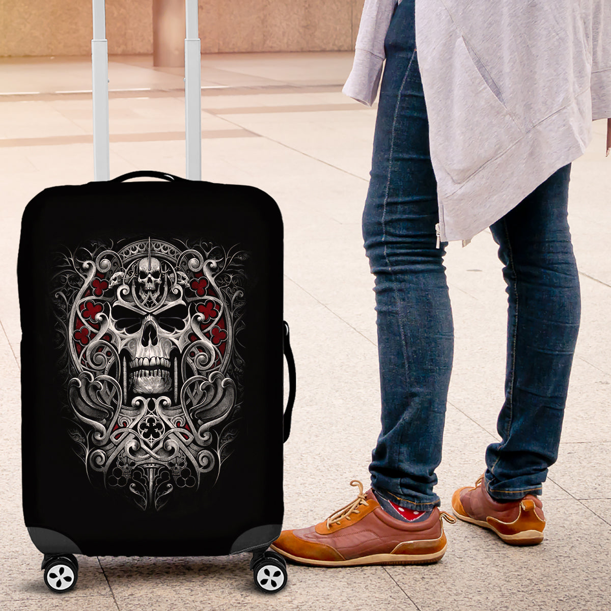Skull Luggage Cover Ethereal Reapers Skull-Faced Death Angels - Wonder Print Shop