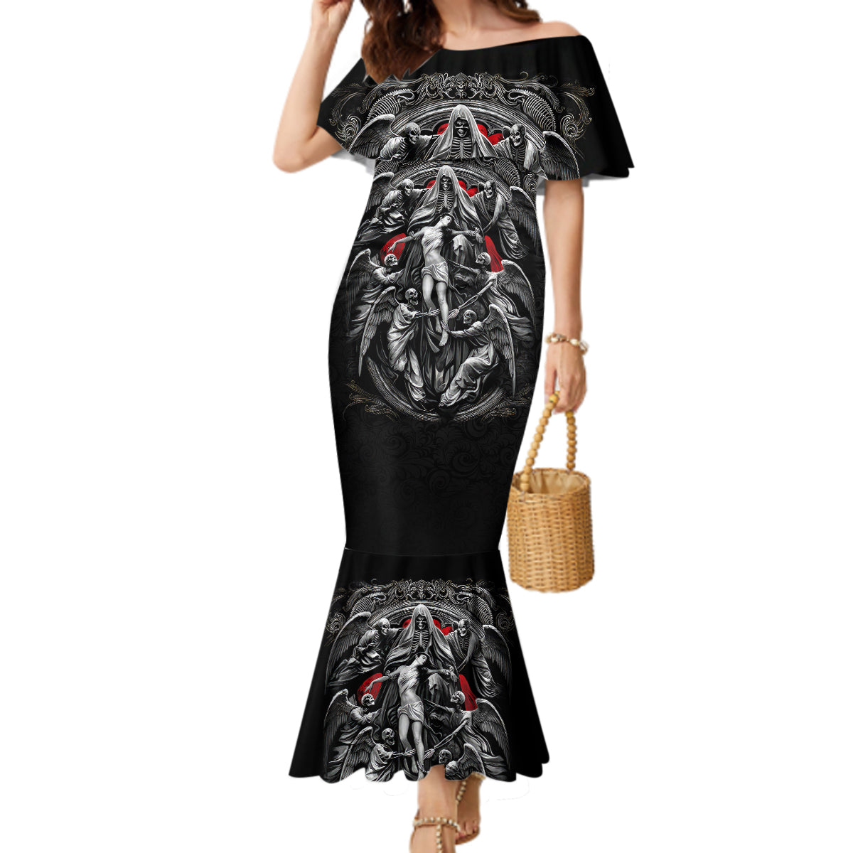 Skull Mermaid Dress Ethereal Reapers Skull-Faced Death Angels - Wonder Print Shop