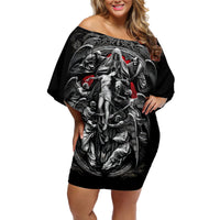 Skull Off Shoulder Short Dress Ethereal Reapers Skull-Faced Death Angels - Wonder Print Shop