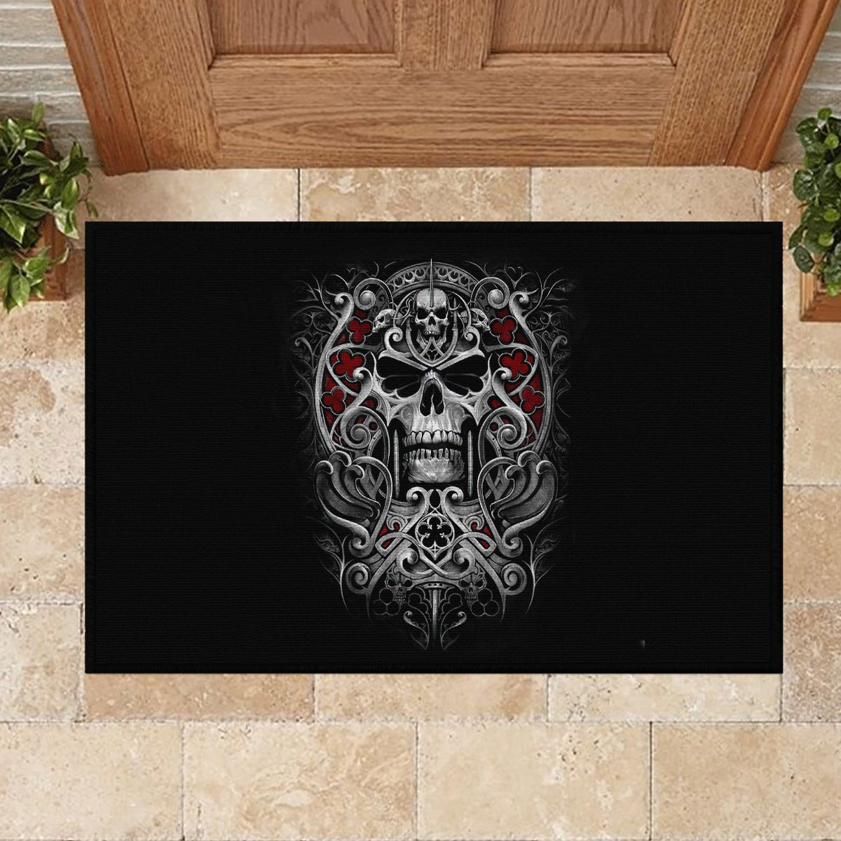Skull Rubber Doormat Ethereal Reapers Skull-Faced Death Angels - Wonder Print Shop