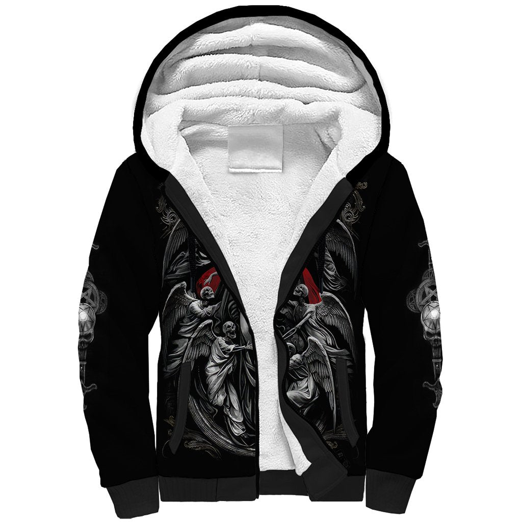 Skull Sherpa Hoodie Ethereal Reapers Skull-Faced Death Angels - Wonder Print Shop