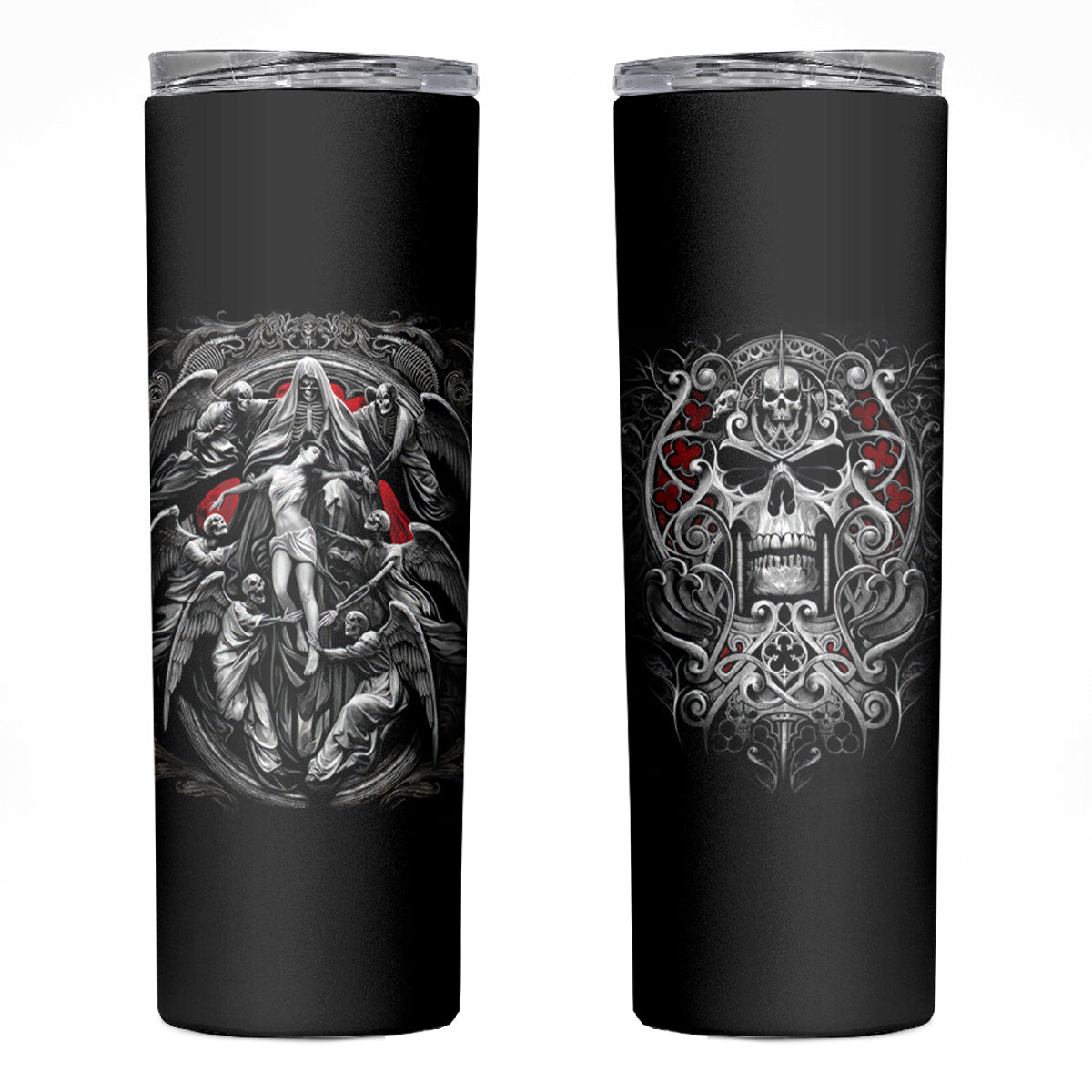 Skull Skinny Tumbler Ethereal Reapers Skull-Faced Death Angels - Wonder Print Shop
