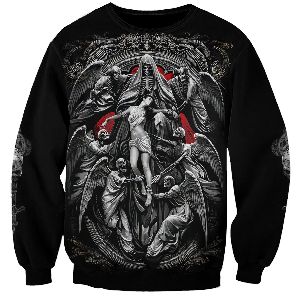 Skull Sweatshirt Ethereal Reapers Skull-Faced Death Angels - Wonder Print Shop