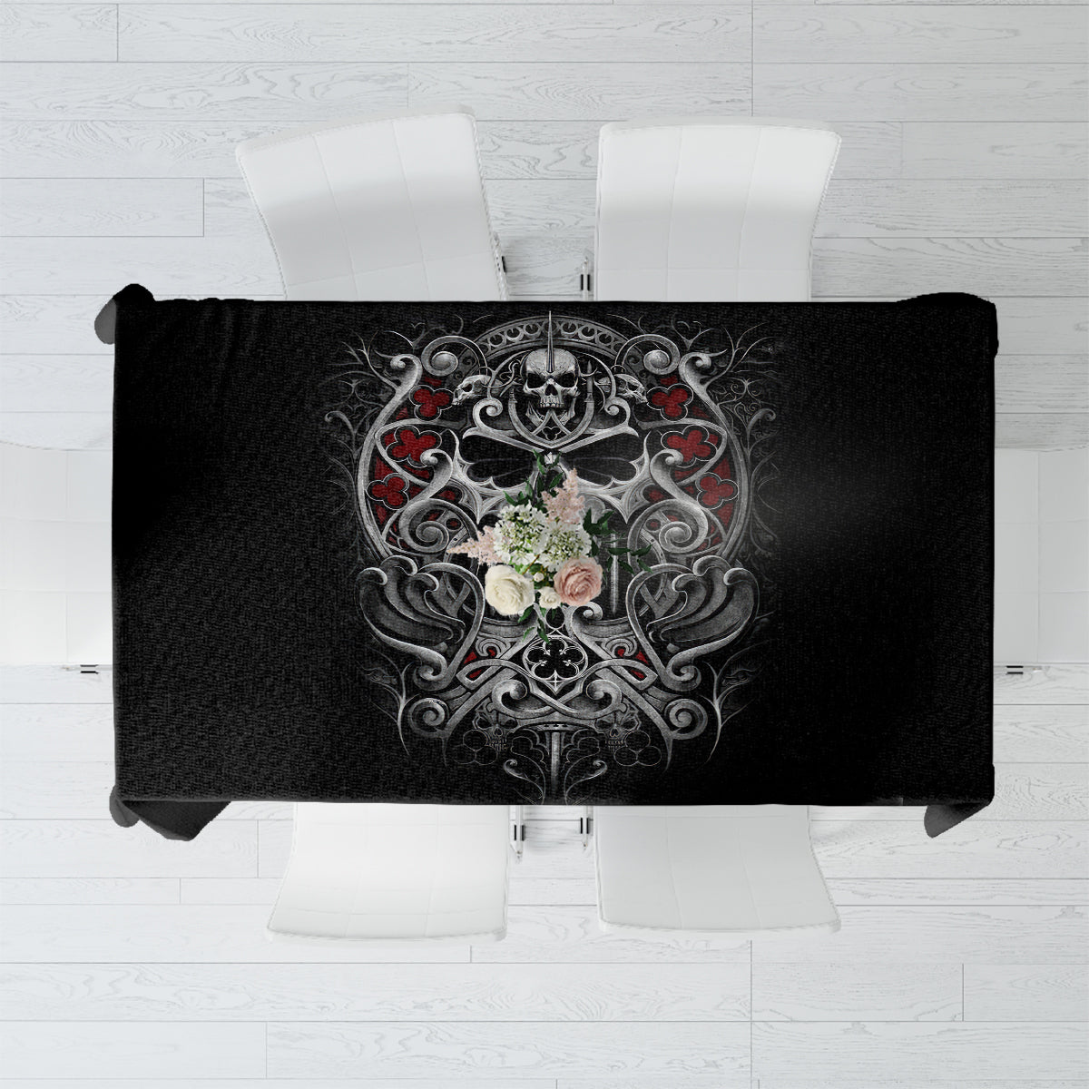 Skull Tablecloth Ethereal Reapers Skull-Faced Death Angels - Wonder Print Shop