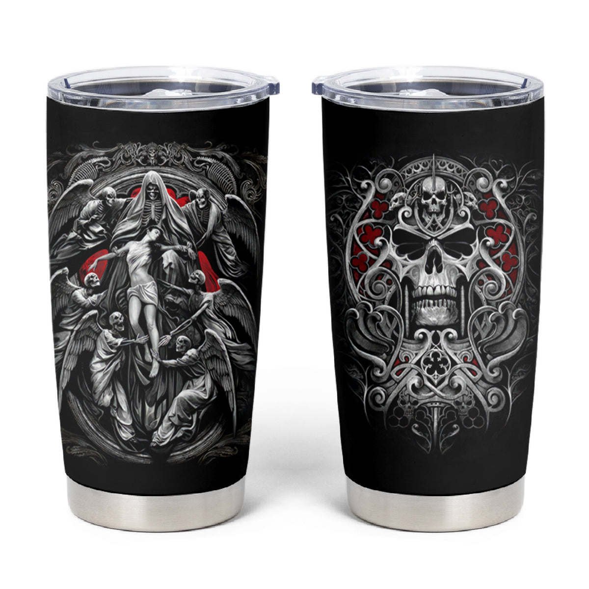 Skull Tumbler Cup Ethereal Reapers Skull-Faced Death Angels - Wonder Print Shop