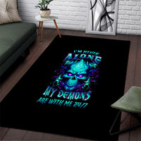 Flame Skull Area Rug I'm Never Alone My Demons With Me 24/7 - Wonder Print Shop