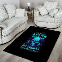 Flame Skull Area Rug I'm Never Alone My Demons With Me 24/7 - Wonder Print Shop