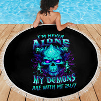 Flame Skull Beach Blanket I'm Never Alone My Demons With Me 24/7 - Wonder Print Shop