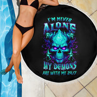 Flame Skull Beach Blanket I'm Never Alone My Demons With Me 24/7 - Wonder Print Shop