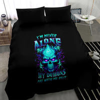 Flame Skull Bedding Set I'm Never Alone My Demons With Me 24/7 - Wonder Print Shop