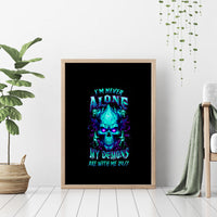Flame Skull Canvas Wall Art I'm Never Alone My Demons With Me 24/7 - Wonder Print Shop