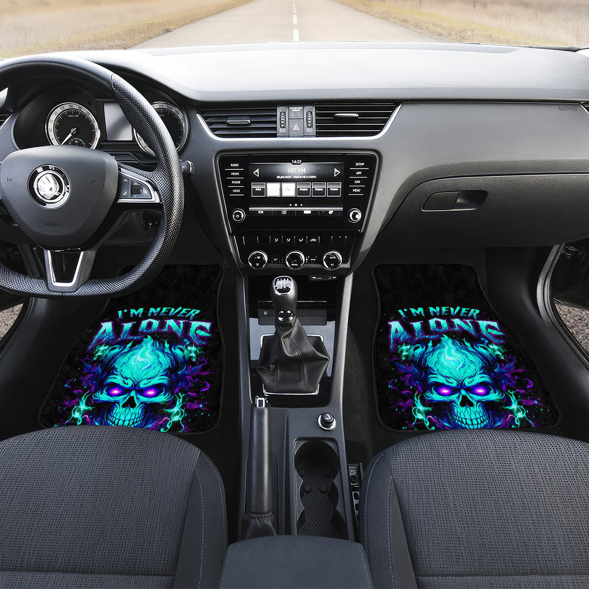 Flame Skull Car Mats I'm Never Alone My Demons With Me 24/7 - Wonder Print Shop