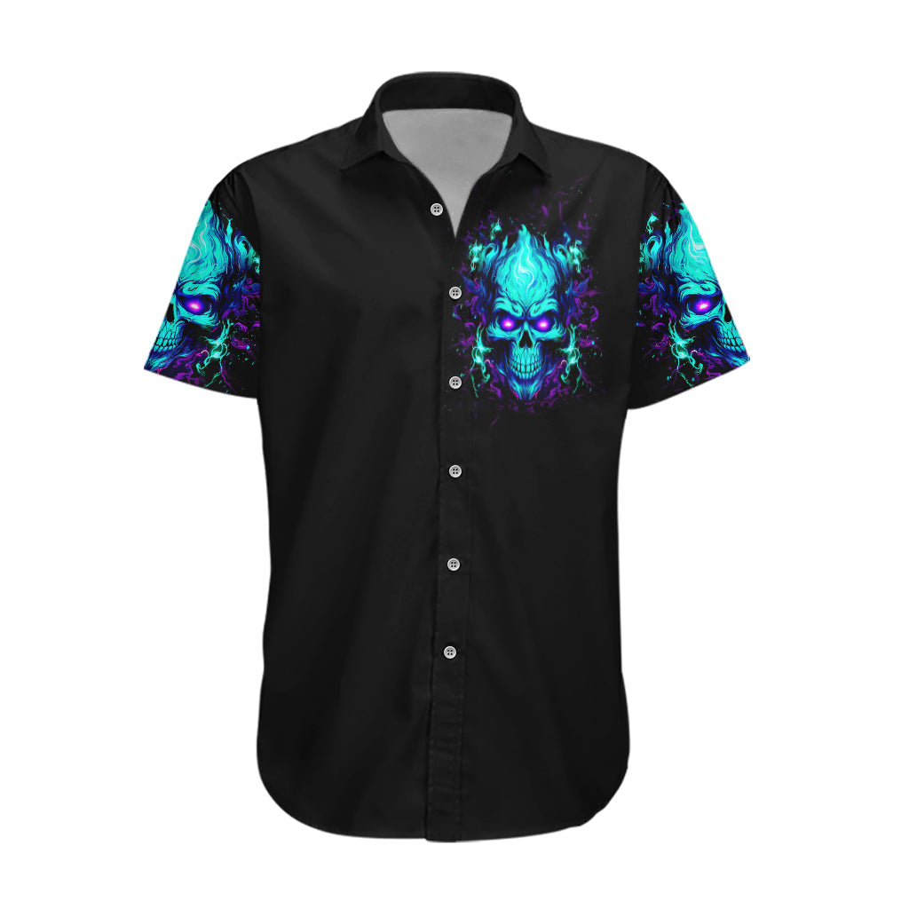Flame Skull Hawaiian Shirt I'm Never Alone My Demons With Me 24/7 - Wonder Print Shop
