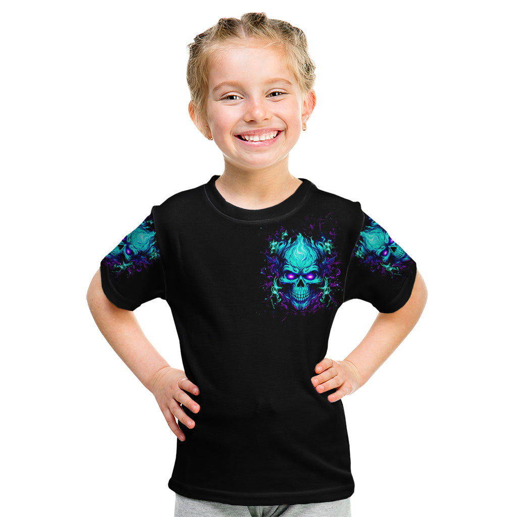 Flame Skull Kid T Shirt I'm Never Alone My Demons With Me 24/7 - Wonder Print Shop