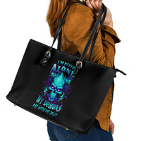 Flame Skull Leather Tote Bag I'm Never Alone My Demons With Me 24/7 - Wonder Print Shop