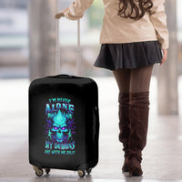 Flame Skull Luggage Cover I'm Never Alone My Demons With Me 24/7 - Wonder Print Shop