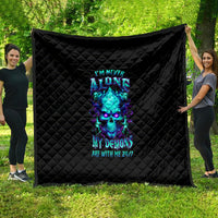 Flame Skull Quilt I'm Never Alone My Demons With Me 24/7 - Wonder Print Shop