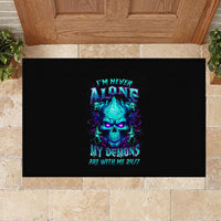 Flame Skull Rubber Doormat I'm Never Alone My Demons With Me 24/7 - Wonder Print Shop