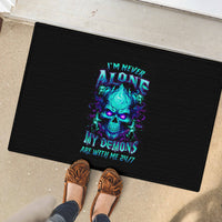 Flame Skull Rubber Doormat I'm Never Alone My Demons With Me 24/7 - Wonder Print Shop