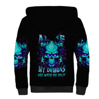 Flame Skull Sherpa Hoodie I'm Never Alone My Demons With Me 24/7 - Wonder Print Shop