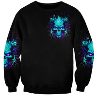 Flame Skull Sweatshirt I'm Never Alone My Demons With Me 24/7 - Wonder Print Shop