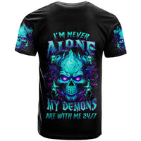 Flame Skull T Shirt I'm Never Alone My Demons With Me 24/7 - Wonder Print Shop