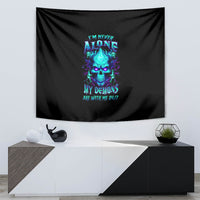 Flame Skull Tapestry I'm Never Alone My Demons With Me 24/7 - Wonder Print Shop