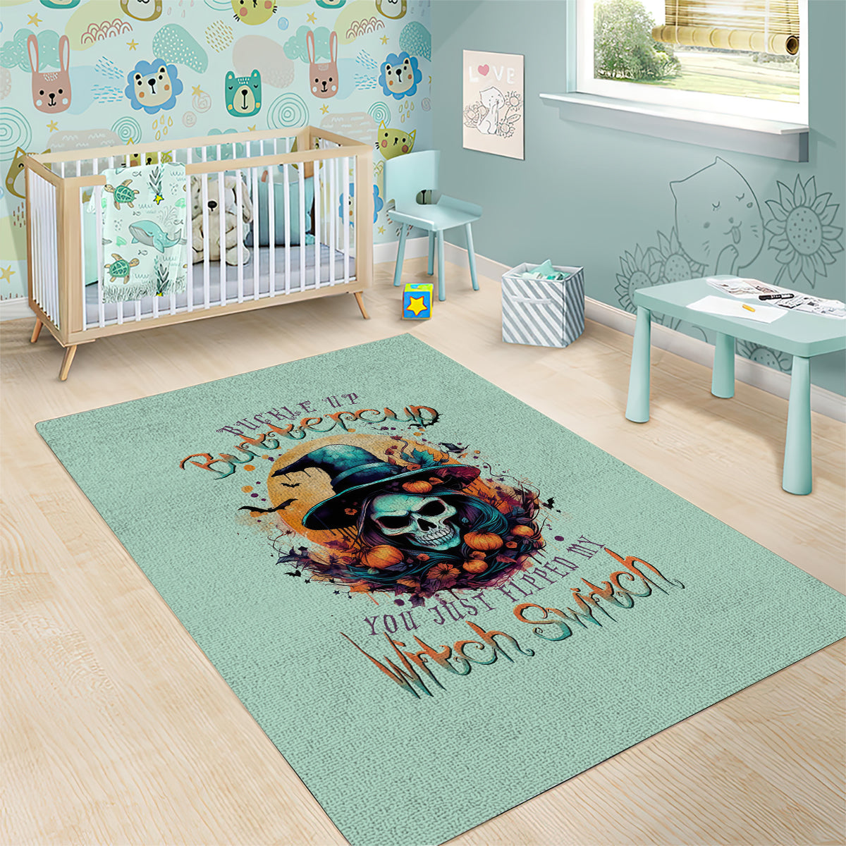 Witch Skull Area Rug Buckle Up Buttercup You Just FLipped My Witch Switch - Wonder Print Shop