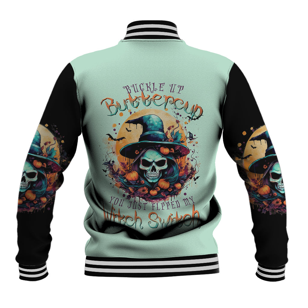 Witch Skull Baseball Jacket Buckle Up Buttercup You Just FLipped My Witch Switch - Wonder Print Shop