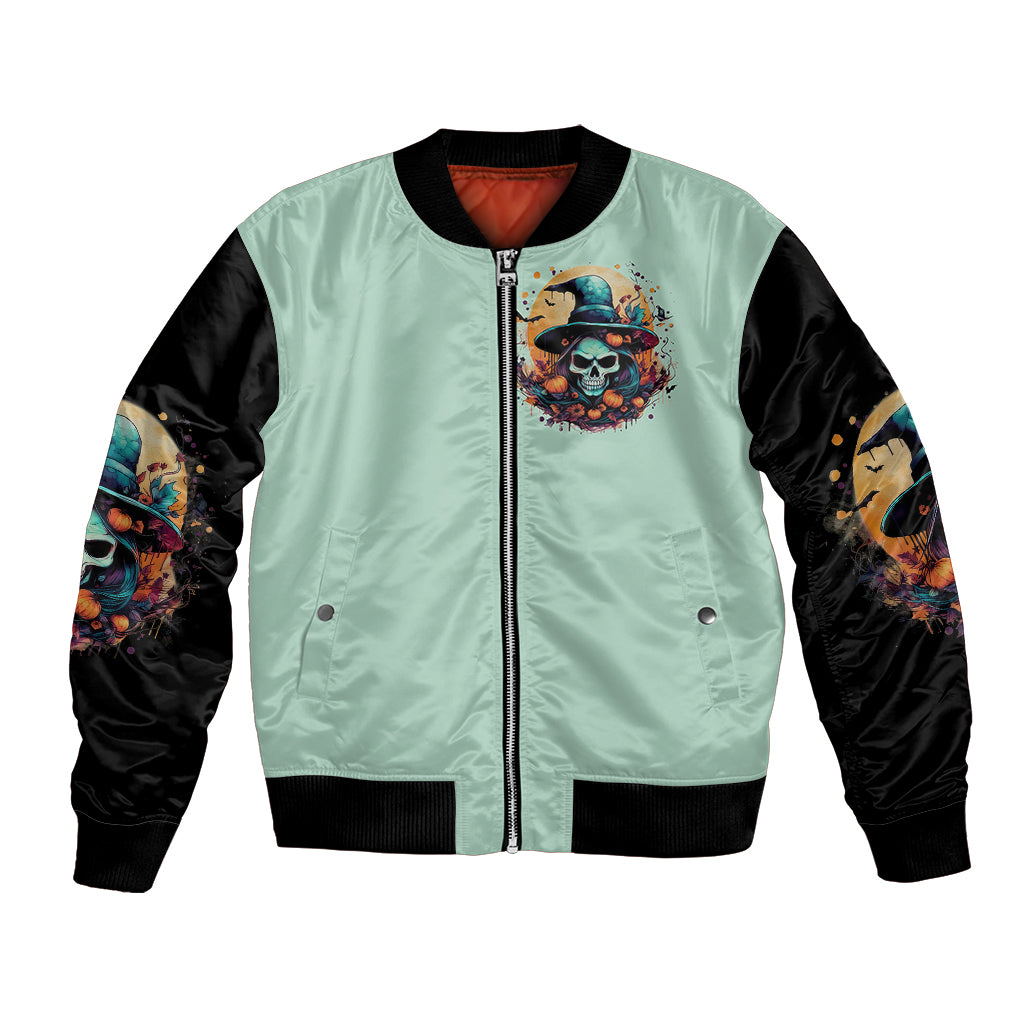 Witch Skull Bomber Jacket Buckle Up Buttercup You Just FLipped My Witch Switch - Wonder Print Shop
