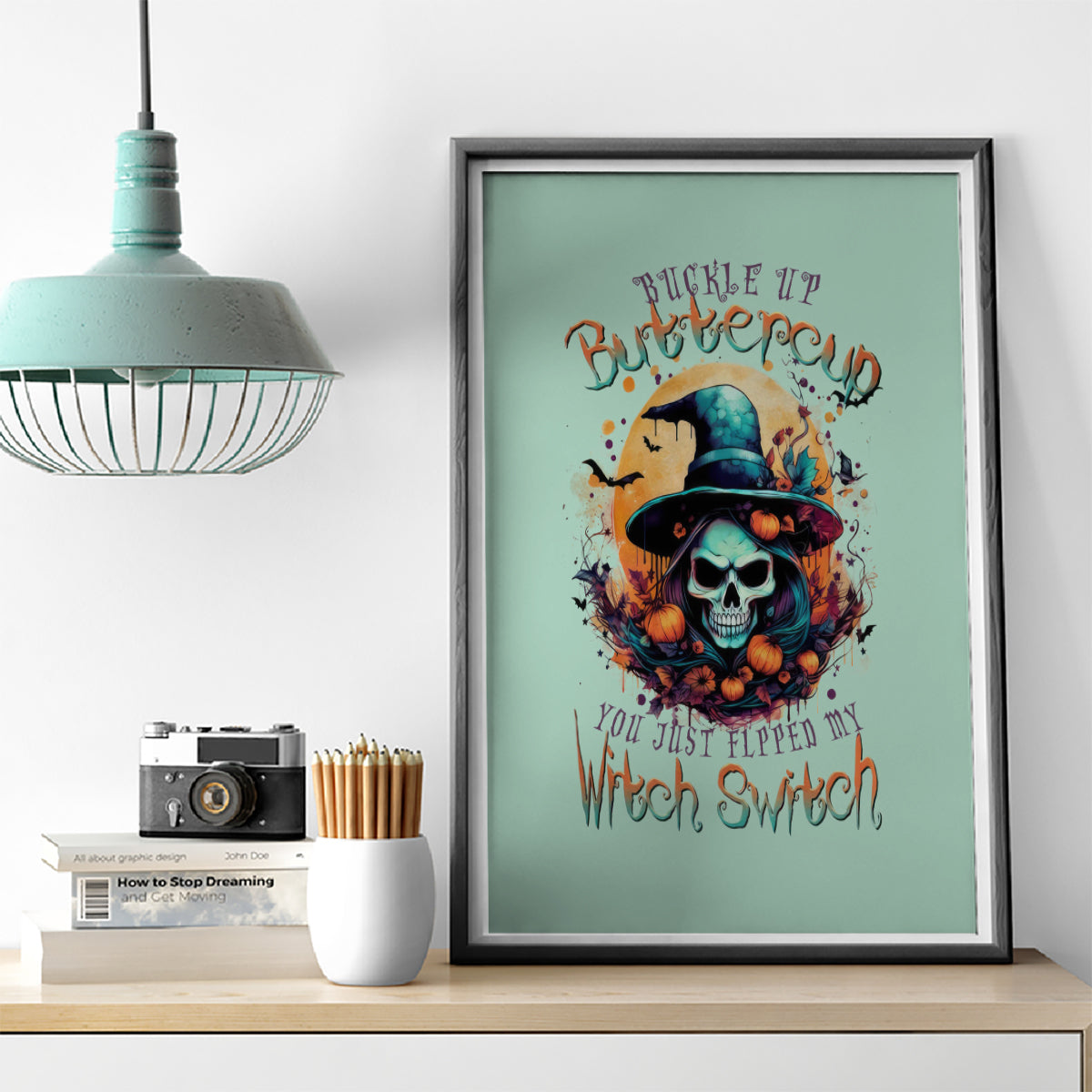 Witch Skull Canvas Wall Art Buckle Up Buttercup You Just FLipped My Witch Switch - Wonder Print Shop