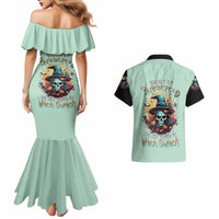 Witch Skull Couples Matching Mermaid Dress and Hawaiian Shirt Buckle Up Buttercup You Just FLipped My Witch Switch - Wonder Print Shop