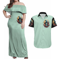 Witch Skull Couples Matching Off Shoulder Maxi Dress and Hawaiian Shirt Buckle Up Buttercup You Just FLipped My Witch Switch - Wonder Print Shop