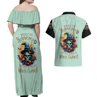 Witch Skull Couples Matching Off Shoulder Maxi Dress and Hawaiian Shirt Buckle Up Buttercup You Just FLipped My Witch Switch - Wonder Print Shop