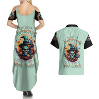 Witch Skull Couples Matching Summer Maxi Dress and Hawaiian Shirt Buckle Up Buttercup You Just FLipped My Witch Switch - Wonder Print Shop