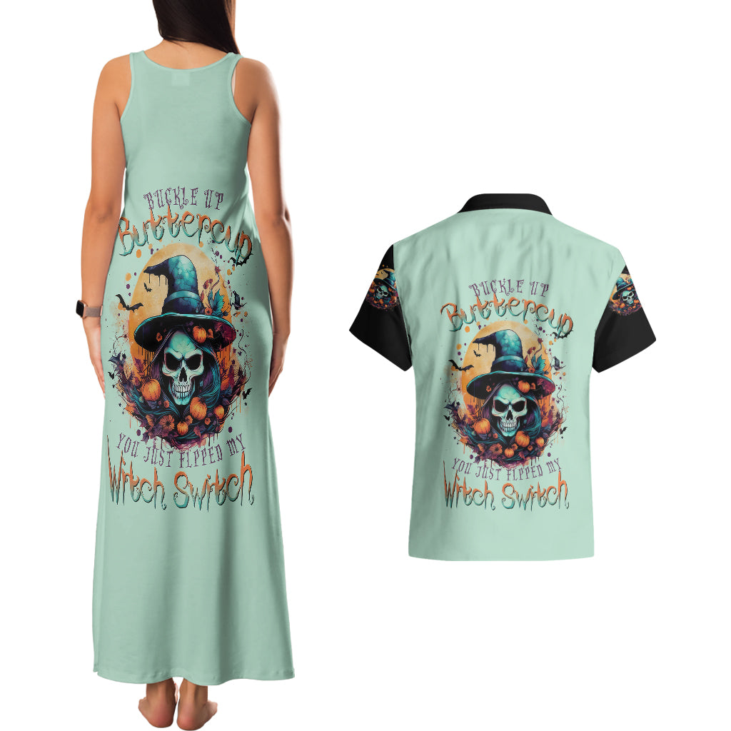 Witch Skull Couples Matching Tank Maxi Dress and Hawaiian Shirt Buckle Up Buttercup You Just FLipped My Witch Switch - Wonder Print Shop